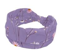 Floral Daisies with Stems on Soft Purple Violet Background Stretchy Headbands for Women, Non-Slip Hair Bands Fashion Sports Turban for Yoga Workout Daily Use