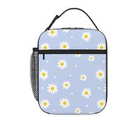 Floral Daisy Blue Flower Lunch Box Insulated Lunch Bag Box kids Girls Boys, Reusable Cute Small Bento Lunch Box Containers for kids Women Men, Cooler Tote Bag Lunchbox for Office School Picnic