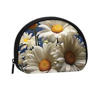 Floral Daisy Coin Purse Personalized Coin Bag for Women Men Change Purse Small Wallets with Zipper Mini Shell Coin Pouch Outdoor Shopping Change Storage Bag Handbags Gifts