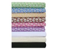 Floral Daisy Fabric Printed Woven English Vintage Decorative Style Pattern,Soft Crunchy Feel.Also 100% Cotton Voile Semi Translucent Material.Craft Projects Neotrims,White-(Voile),1M