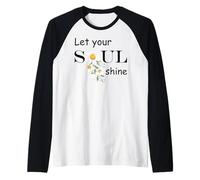 Floral Daisy Flower, Inspirational, Let Your Soul Shine Raglan Baseball Tee