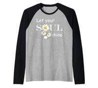 Floral Daisy Flower, Inspirational, Let Your Soul Shine Raglan Baseball Tee