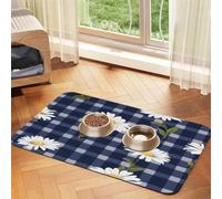 Floral Daisy Plaid Check Pet Feeding Mat 30x45cm