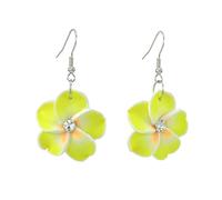 Floral Dangle Earrings for Women Hawaiian Tropical Plumeria Rubra Flower Drop Earrings with Cubic Zirconia Luau Beach Party Vacation Hawaiian Accessories Jewelry Gift, Zinc, Cubic Zirconia