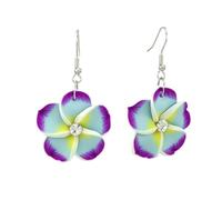 Floral Dangle Earrings for Women Hawaiian Tropical Plumeria Rubra Flower Drop Earrings with Cubic Zirconia Luau Beach Party Vacation Hawaiian Accessories Jewelry Gift, Zinc, Cubic Zirconia