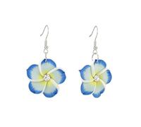 Floral Dangle Earrings for Women Hawaiian Tropical Plumeria Rubra Flower Drop Earrings with Cubic Zirconia Luau Beach Party Vacation Hawaiian Accessories Jewelry Gift, Zinc, Cubic Zirconia
