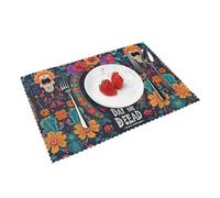 Floral Dead Decor Pattern Elegant Placemats Set Of 4 - Customized Spring Dining Table Decor, Heat Resistant, Durable Polyester Table Mats For Home And Hotel