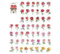 Floral Decal Stickers Boundless Sea of Flowers Series 100PCS Plant Flower PET Stickers for Scrapbooking DIY Crafting and Journaling Bright Colors Easy to Tear No (Rose Period)