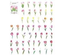 Floral Decal Stickers Boundless Sea of Flowers Series 100PCS Plant Flower PET Stickers for Scrapbooking DIY Crafting and Journaling Bright Colors Easy to Tear No (Tulip Flower Sea)