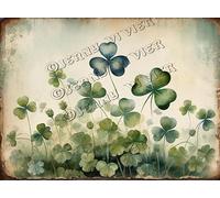 Floral Decor Lucky Clover Retro Aluminum Sign 5.5x8 IN Metal Tin Sign Shamrock Bathroom Wall Decor Country Floral Wall Picture Tin Garden Signs for Outside Saint Patrick's Day Party Decor