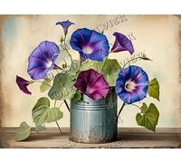 Floral Decor Morning Glory Flower Retro Aluminum Sign 5.5x8 IN Metal Tin Sign Summer Floral Sign Chic Floral Kitchen Decor Tin Garden Signs for Outside Yard Sign