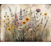 Floral Decor Wildflower Retro Aluminum Sign 5.5x8 IN Metal Tin Sign Wildflower Pictures Wall Decor Boho Floral Farmhouse Decor Tin Garden Signs for Outside Vintage Yard Sign