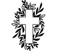 Floral Decorative Cross Christianity Jesus Easter Vinyl Decal Sticker for Car/Window/Wall (White Matt)