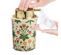 Floral Decorative Foam Soap Dispenser, Vintage Ceramic Hand Soap Pump, Nature Inspired Bathroom Countertop Decor (Style B)