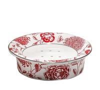 Floral Decorative Self Draining Soap Dish, Double-layer Round Soap Tray, Vintage Ceramic Soap Dish (Style C)