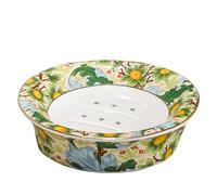 Floral Decorative Self Draining Soap Dish, Double-layer Round Soap Tray, Vintage Ceramic Soap Dish (Style A)
