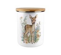 Floral Deer Storage Canister - Pretty 2.7L Extra-Large Enamel Home & Kitchen Organisation Container