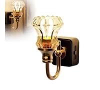Floral Design Plug-in LED Night Light, Vintage Diamond Flower Wall Night Lamp with Auto Sensor, Warm Soft Glow PC PP Safety Material Mood Light for Indoor Home Decoration