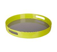 Orsina Floral Design Stripe Tray With Handles, Curved Contemporary Breakfast Tray, Functional Breakfast Tray Orsina Multicolor