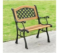 Floral Design Wood & Cast Iron Park Bench - Elegant Outdoor Seating with Wooden Slats Perfect for Garden Porch Patio and Lounge Areas