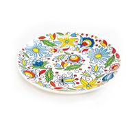 Floral Dessert Plate, Ceramic Bread and Butter Plate, Poland Traditional Decoration Plates, Colorful Beautiful Souvenir from POLAND 6.1 Inches (Porcelain, KASHUBIAN Blue)