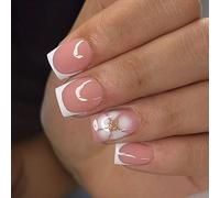 Floral Detail Press Easy Manicure Set of French Bunch False Nail Kit with Kit