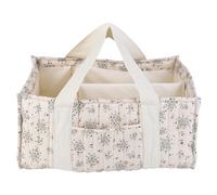 Floral Diaper Caddy Organizer with Handle Stylish Nursery Storage Basket with Removable Partition Babies Shower Gifts Basket for Boy and Girl (Daisy Blue)