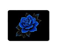 Floral Dish Drying Mats For Kitchen Counter, Blue Rose Absorbent Rubber Dish Drainer Mat, Artistic PU Leather Drying Pad For Kitchen Counter 18x24 Inch