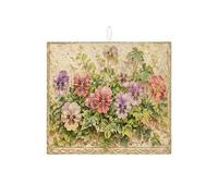 Floral Dish Drying Mats for Kitchen Counter, Multi-Colored Pansy Absorbent Dish Drainer Mat, Spring Garden Microfiber Drying Pad for Coffee Bar 16x18 Inch