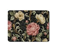 Floral Dish Drying Mats For Kitchen Counter, Vintage Black Floral Absorbent Rubber Dish Drainer Mat, Classic PU Leather Drying Pad For Coffee Bar 18x24 Inch