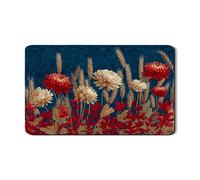 Floral Dish Drying Mats For Kitchen Counter, Vintage Red Floral Absorbent Rubber Mat, Autumn PU Leather Drying Pad For Kitchen Coffee Bar Protector 12x20 Inch
