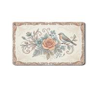 Floral Dish Drying Mats for Kitchen Counter, Vintage Rose Absorbent Rubber Dish Drainer Mat, Spring Elegant Nature Drying Pad for Coffee Bar Protector 12x20 Inch