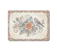 Floral Dish Drying Mats for Kitchen Counter, Vintage Rose Absorbent Rubber Dish Drainer Mat, Spring Elegant Nature Drying Pad for Coffee Bar Protector 18x24 Inch