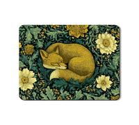 Floral Dish Drying Mats For Kitchen Counter, Vintage Yellow Fox Absorbent Rubber Dish Drainer Mat, Nature Inspired PU Leather Drying Pad For Coffee Bar 18x24 Inch