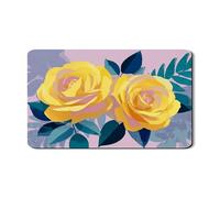 Floral Dish Drying Mats For Kitchen Counter, Yellow Rose Absorbent Rubber Dish Drainer Rack Mat, Spring PU Leather Drying Pad For Kitchen Coffee Bar 12x20 Inch