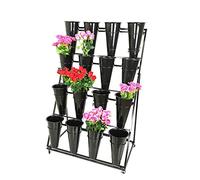 Floral Display Stand with 16 Pieces Bucket, Outdoor Garden Plant Stand, 4 Tier Floral and Gardening Plant Stand for Florist Garden Patio