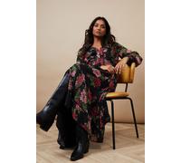 Floral Dobby Chiffon Contrast Detail Button Through Midi Dress Oasis Floral 8