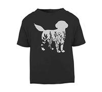 Floral Dog 2 Silhouette Watercolour Cut Out Short Sleeve Cotton Toddler t Shirt, 3-4 Years, Black