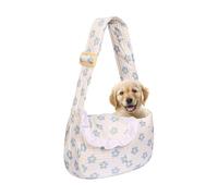 Floral Dog Carrier Bag for Cats & Small Dogs 3-15 LBS, Hands-Free Cat Sling with Adjust Strap & Pocket, Pets Sling Carrier Crossbody Bag with Safety Buckle, Gifts for Pets Mom (Blue Daisy, Medium)
