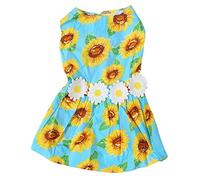 Floral Dog Dress Cute Daisy Pattern Comfortable Puppy Clothes for Small Dogs Cats Spring Summer Outfit Polyester Soft Pet Apparel Fashionable Gift (XS)