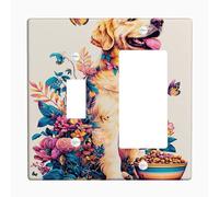 Floral Dog Light Switch Cover Plate/Outlet Covers, Colorful Animal Decor for Wall Accents, Thermoplastic Wall Plates, Standard Size Toggle Rocker