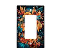 Floral Dog Light Switch Cover Plates/Outlet Covers, Colorful Animal Design for Home Decor, Thermoplastic Wall Plates, Standard Size Single Rocker