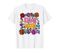 Floral Dog Mum Value Graphic T-Shirt, Men, White, S