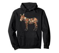 Floral Donkey Cottagecore Folk Art Botanical Farm Animal Pullover Hoodie