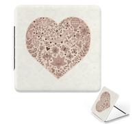 Floral Doodle Art Compact Mirror, 1X/2X Square Handbag Mirror for Women, Pu Leather Portable Travel Handheld Mirrors, Travel Size Makeup Compact Mirrors, Gifts for Teenage Girls, Small Gift