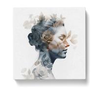 Floral Double Exposure No.2 Canvas Print for Living Room Bedroom Home Office Décor, Wall Art Picture Ready to Hang, 20x20 Inch (50x50 cm)