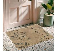 Floral Dragonfly Doormat, Beige Botanical Door Mat for Indoor & Outdoor Entryway, Decorative Rubber Waterproof Non-Slip Dust-Resistant Welcome Matt, Easy Clean 29x17 Inch
