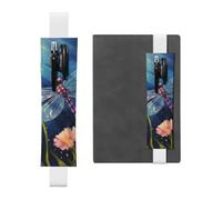 Floral Dragonfly Pen Holder for Notebook, PU Leather Pen Sleeve Pouch for Gift, Detachable Bookmark Elastic Journal Pencil Holder Case - Hold 2-3 Pens, White