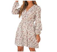 Floral Dress Women's Loungue Sleeves, Bohemian Dress, Sexy V-Neck Vintage Slim Fit Line A Loose Hem Flowy Casual Chic And Elegant Comfortable Temperament Outdoor Holiday Dress