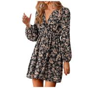 Floral Dress Women's Loungue Sleeves, Bohemian Dress, Sexy V-Neck Vintage Slim Fit Line A Loose Hem Flowy Casual Chic And Elegant Comfortable Temperament Outdoor Holiday Dress